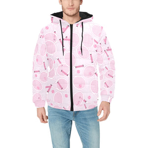 Tennis Pattern Print Design 02 Men's Padded Hooded Jacket(ModelH42)