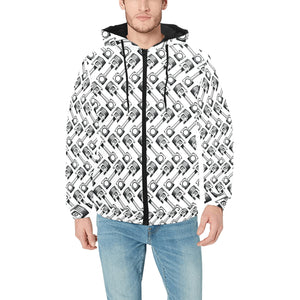 Engine Piston Pattern Print Design 03 Men's Padded Hooded Jacket(ModelH42)