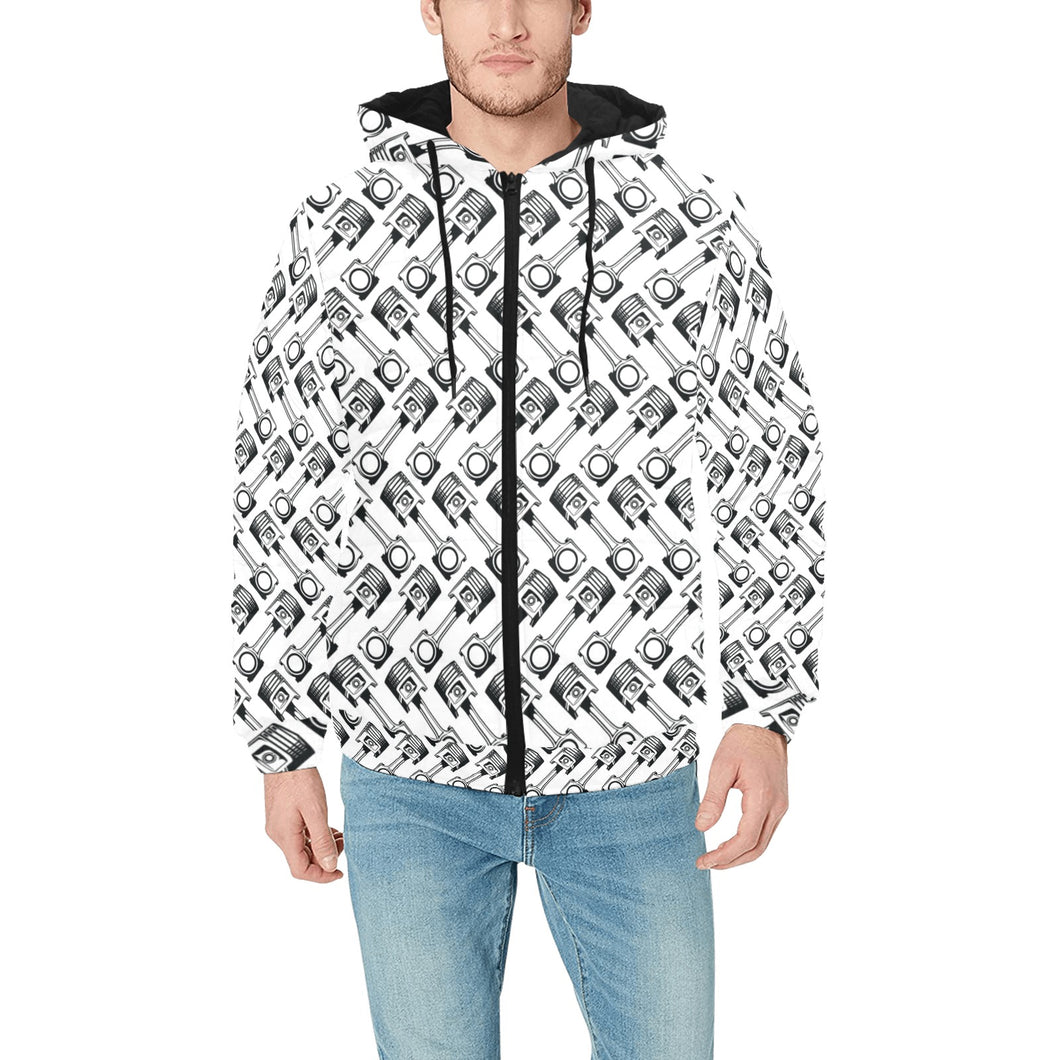 Engine Piston Pattern Print Design 03 Men's Padded Hooded Jacket(ModelH42)