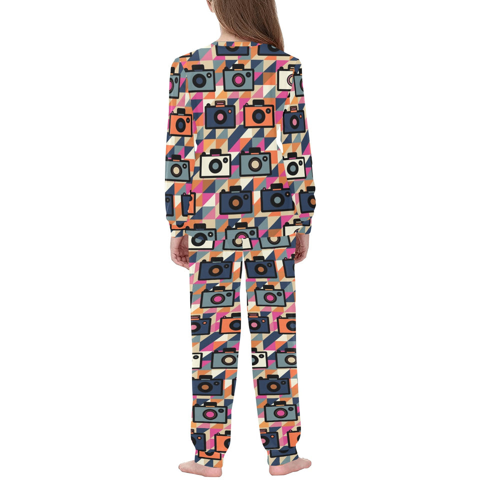 Camera Pattern Print Design 01 Kids' Boys' Girls' All Over Print Pajama Set