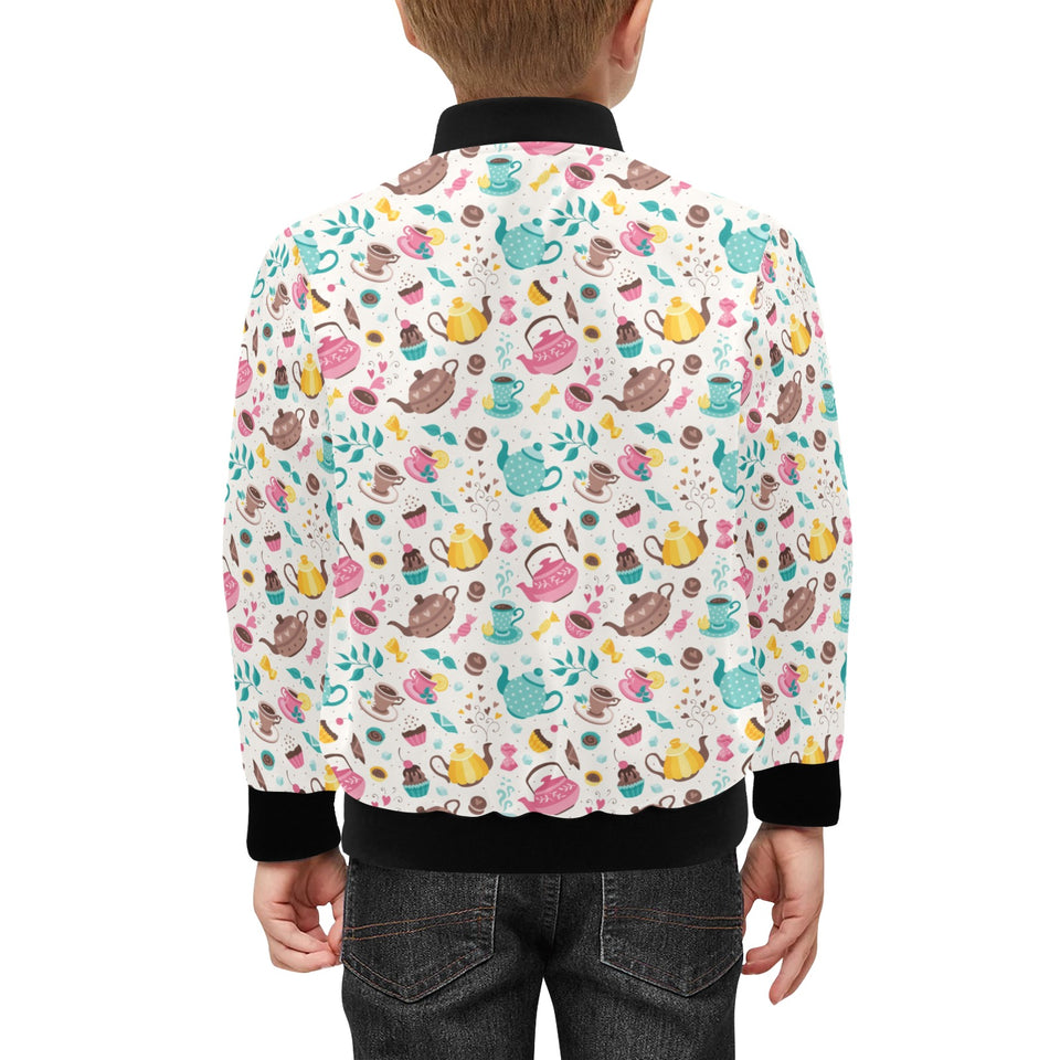 Tea pots Pattern Print Design 05 Kids' Boys' Girls' Bomber Jacket