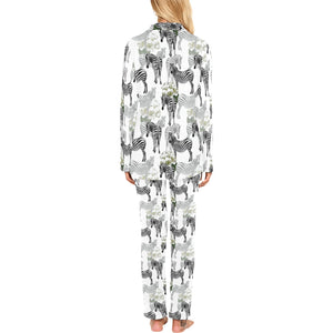 Zebra Pattern Women's Long Pajama Set