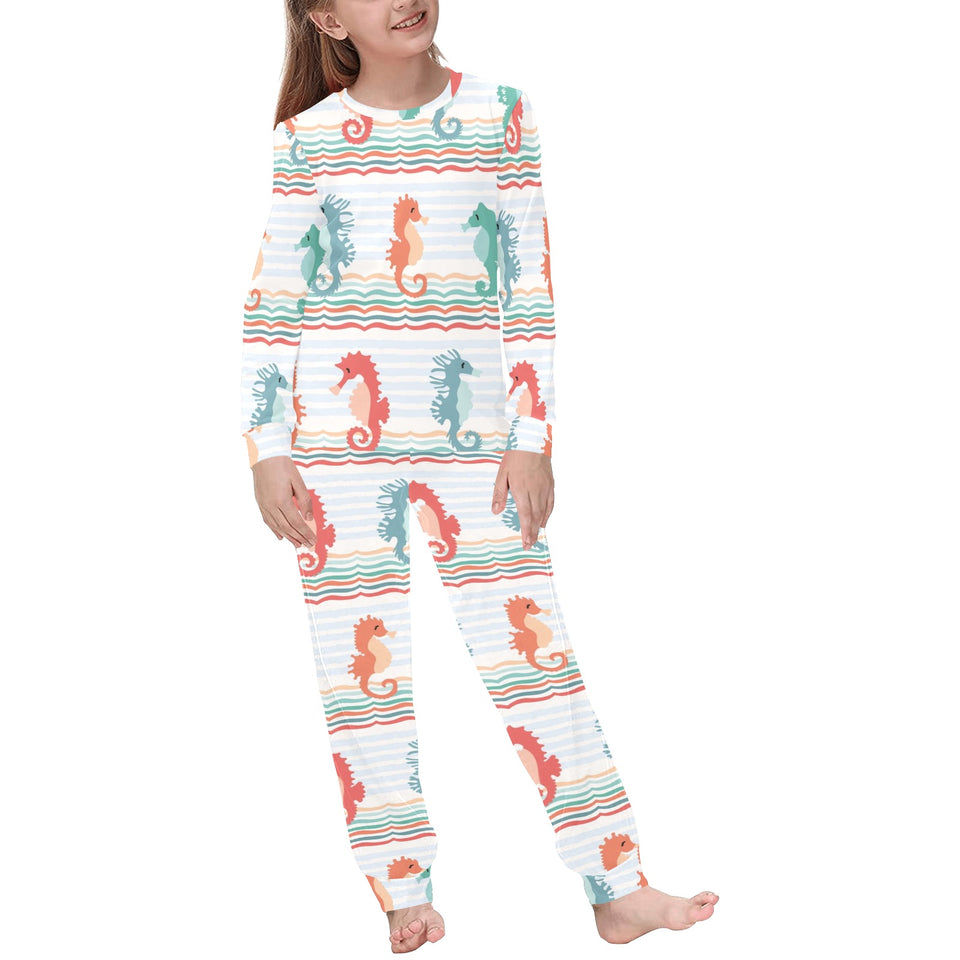 Seahorse Pattern Theme Kids' Boys' Girls' All Over Print Pajama Set