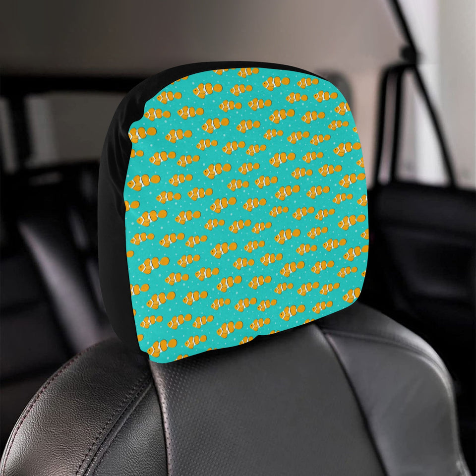 Clown Fish Pattern Print Design 02 Car Headrest Cover