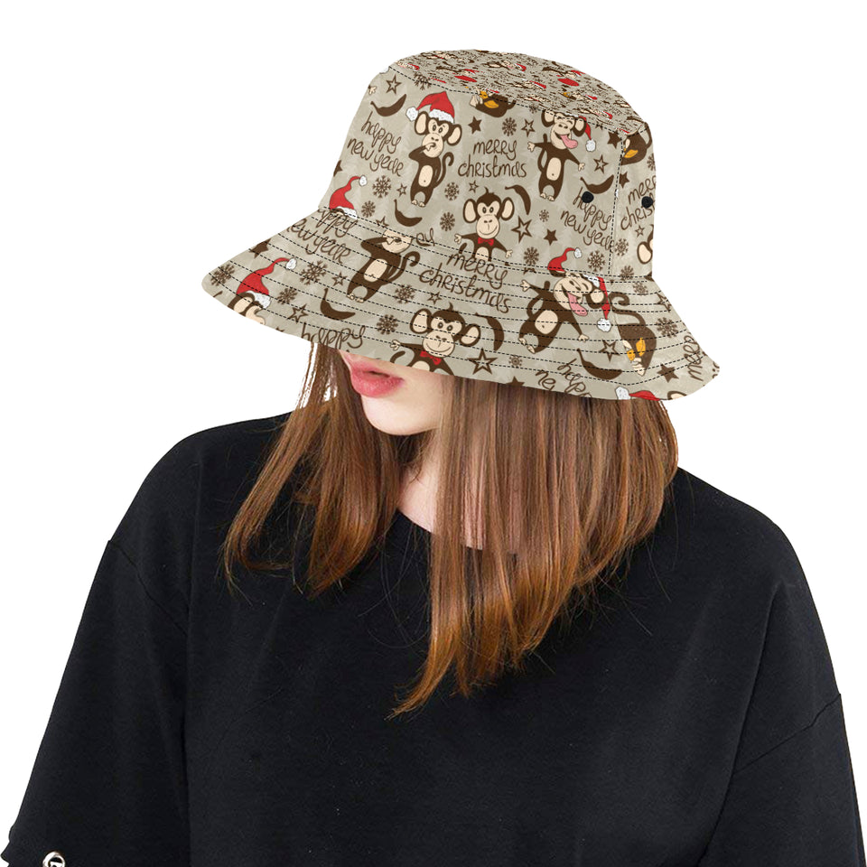 Monkey Christmas Pattern Unisex Bucket Hat