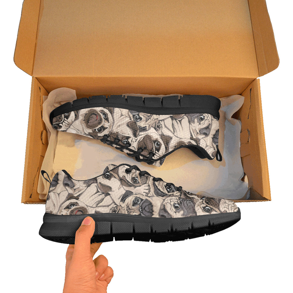 Pug Pattern Background Men's Sneakers Black