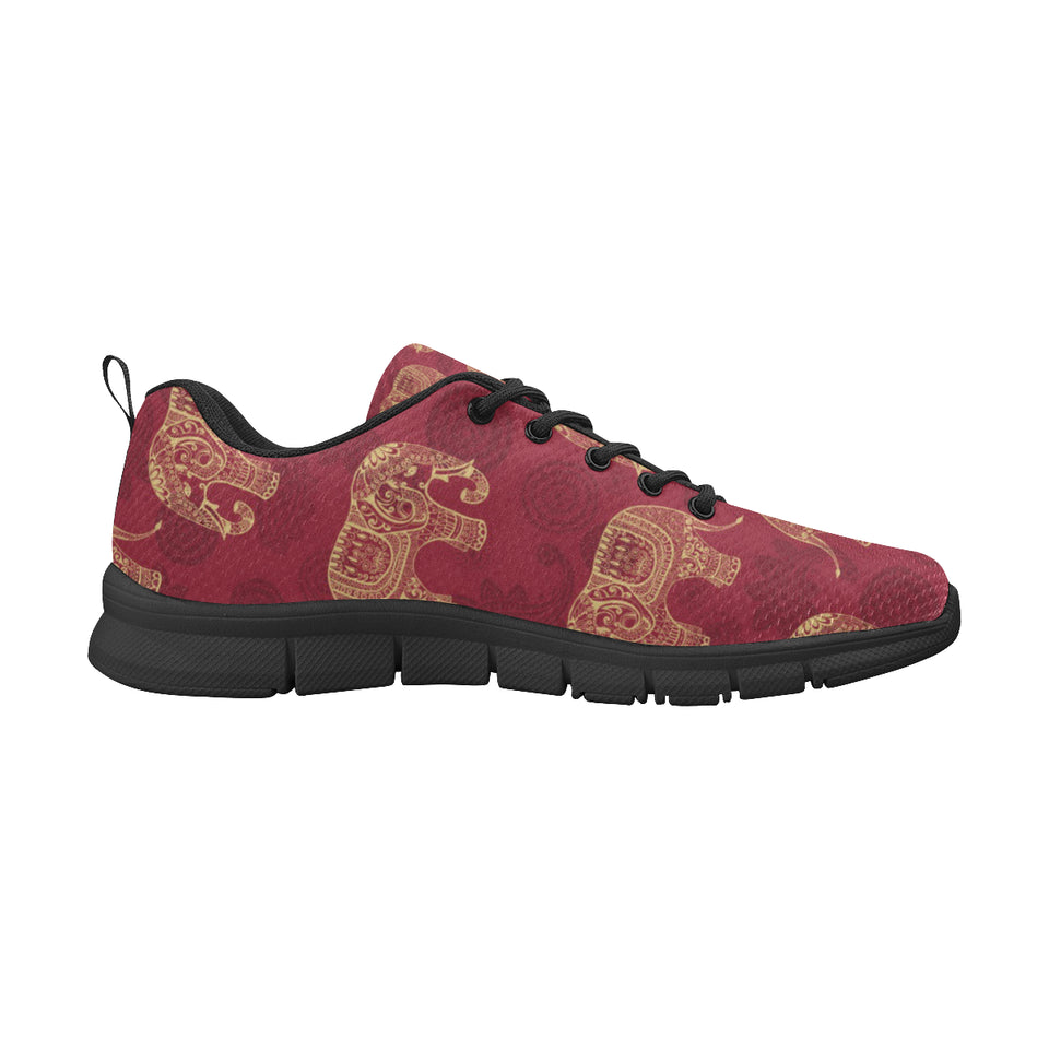 Elephant Tribal Pattern Men's Sneakers Black