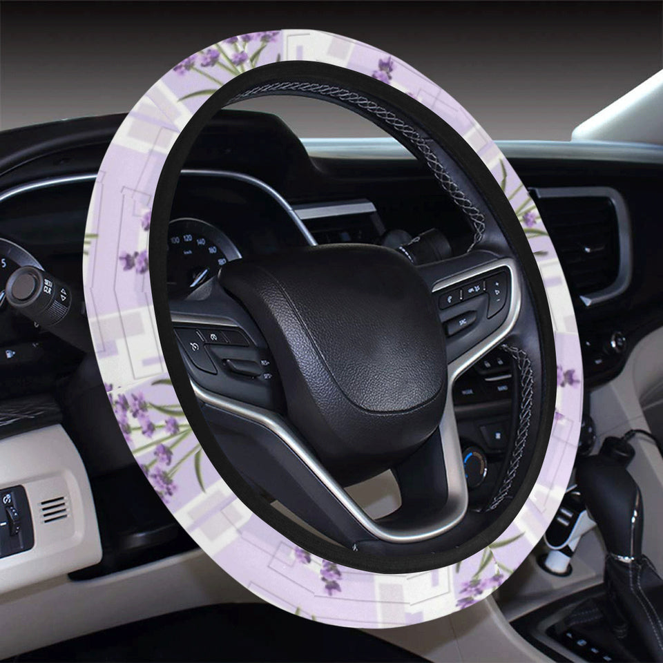Lavender Pattern Theme Car Steering Wheel Cover