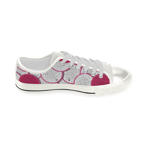 Sliced Dragon Fruit Pattern Women's Low Top Canvas Shoes White