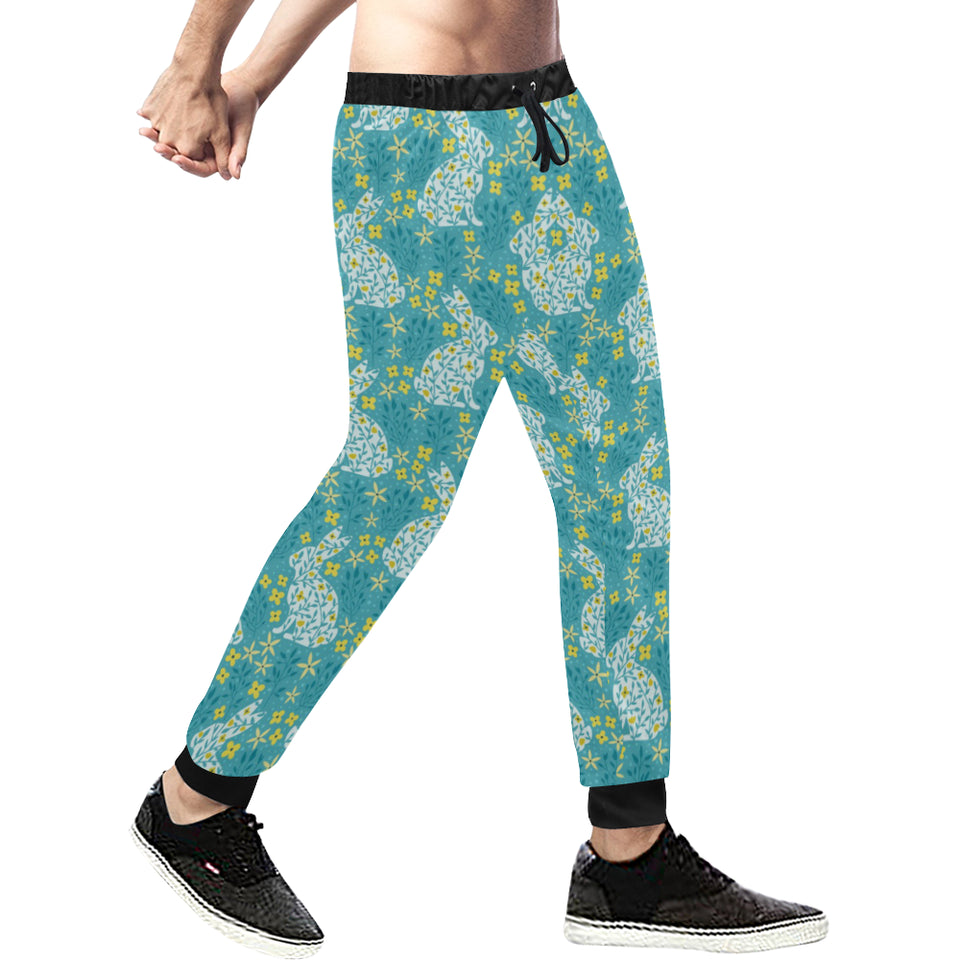 Rabbit Flower Theme Pattern Unisex Casual Sweatpants