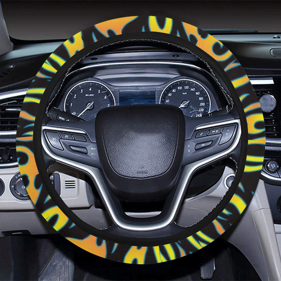 Flame Fire Pattern Background Car Steering Wheel Cover