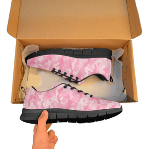 Pink Camo Camouflage Pattern Men's Sneakers Black