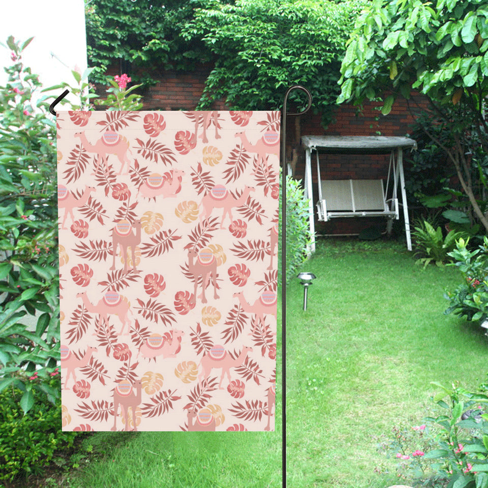 Pink Camel Leaves Pattern House Flag Garden Flag