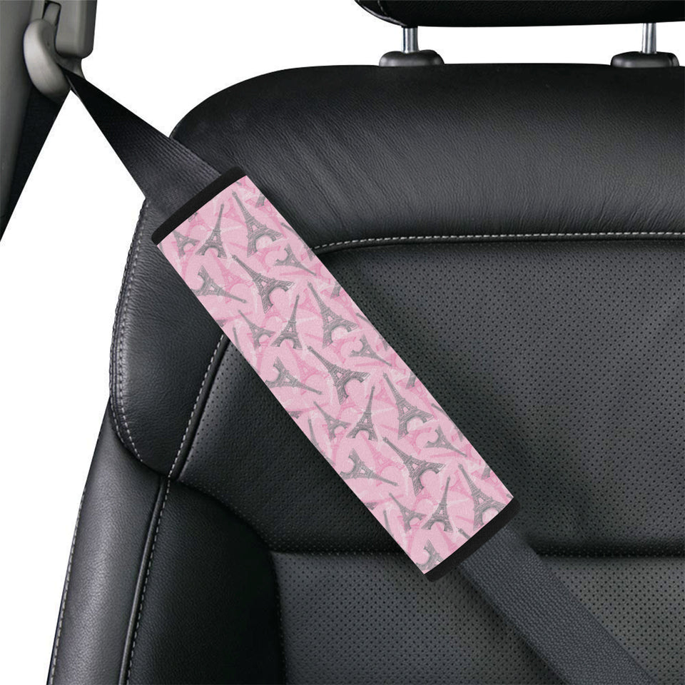 Eiffel Tower Pink Background Pattern Print Design Car Seat Belt Cover