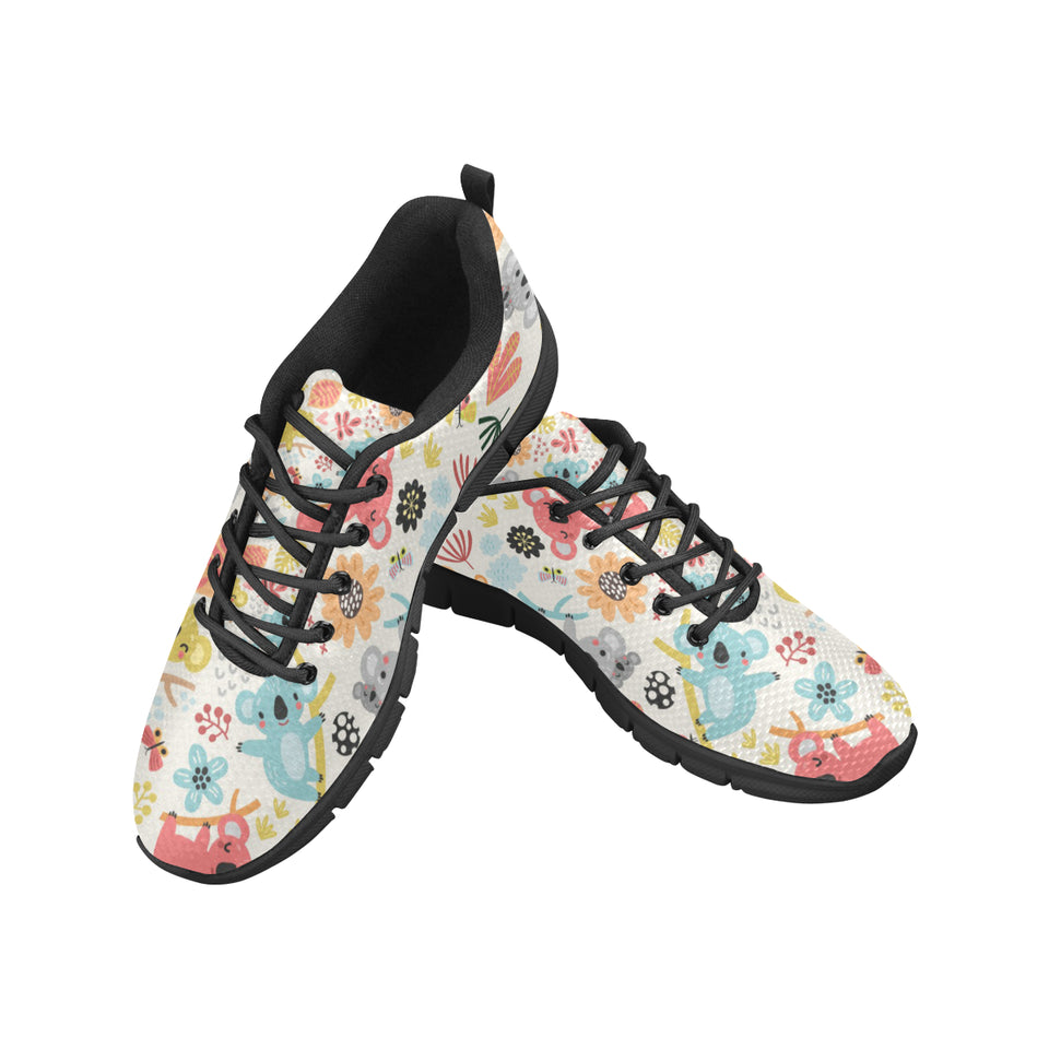 Cute Koala Pattern Men's Sneakers Black