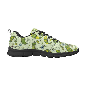 Cute Chameleon Lizard Pattern Men's Sneakers Black