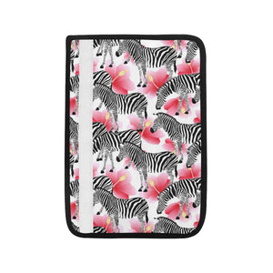 Zebra Red Hibiscus Pattern Car Seat Belt Cover