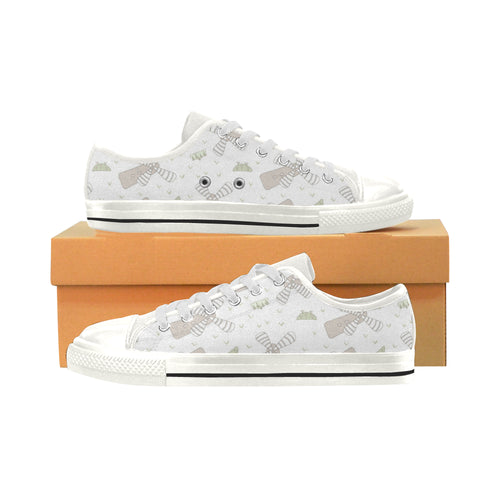 Windmill Pattern Background Women's Low Top Canvas Shoes White