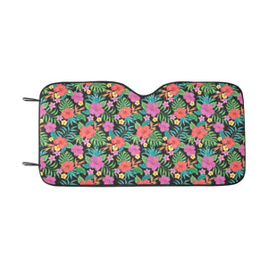 Hibiscus Pattern Print Design 01 Car Sun Shade