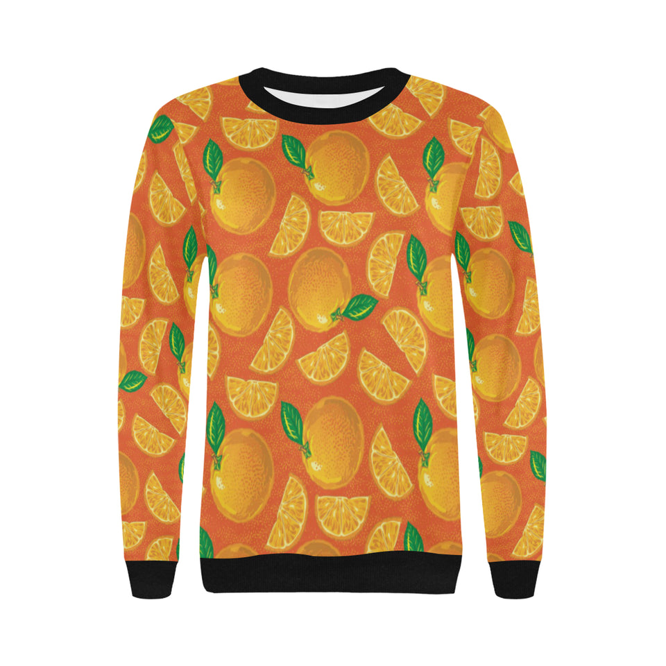 Orange Pattern background Women's Crew Neck Sweatshirt