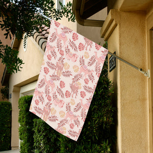 Pink Camel Leaves Pattern House Flag Garden Flag