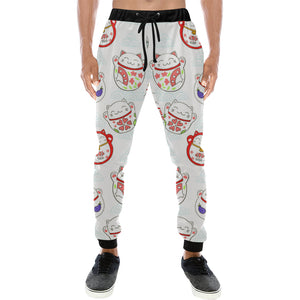 Meneki Neko Lucky Cat Pattern Unisex Casual Sweatpants