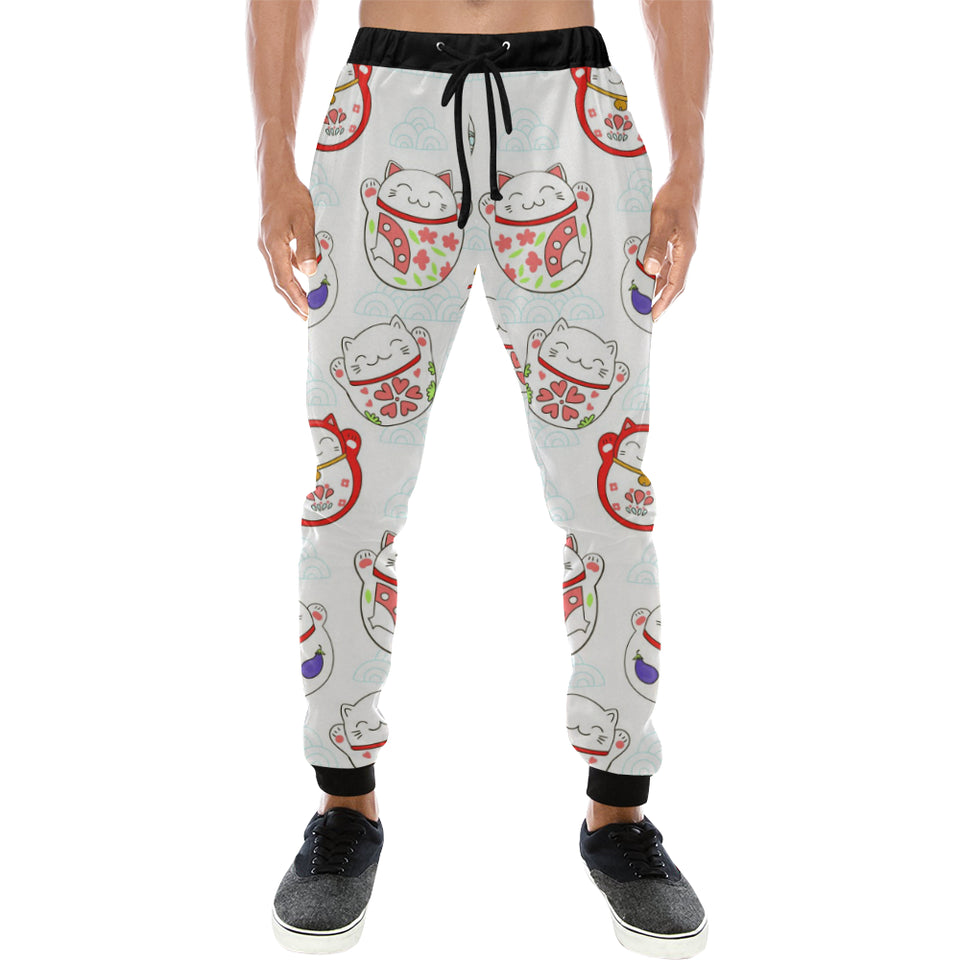 Meneki Neko Lucky Cat Pattern Unisex Casual Sweatpants