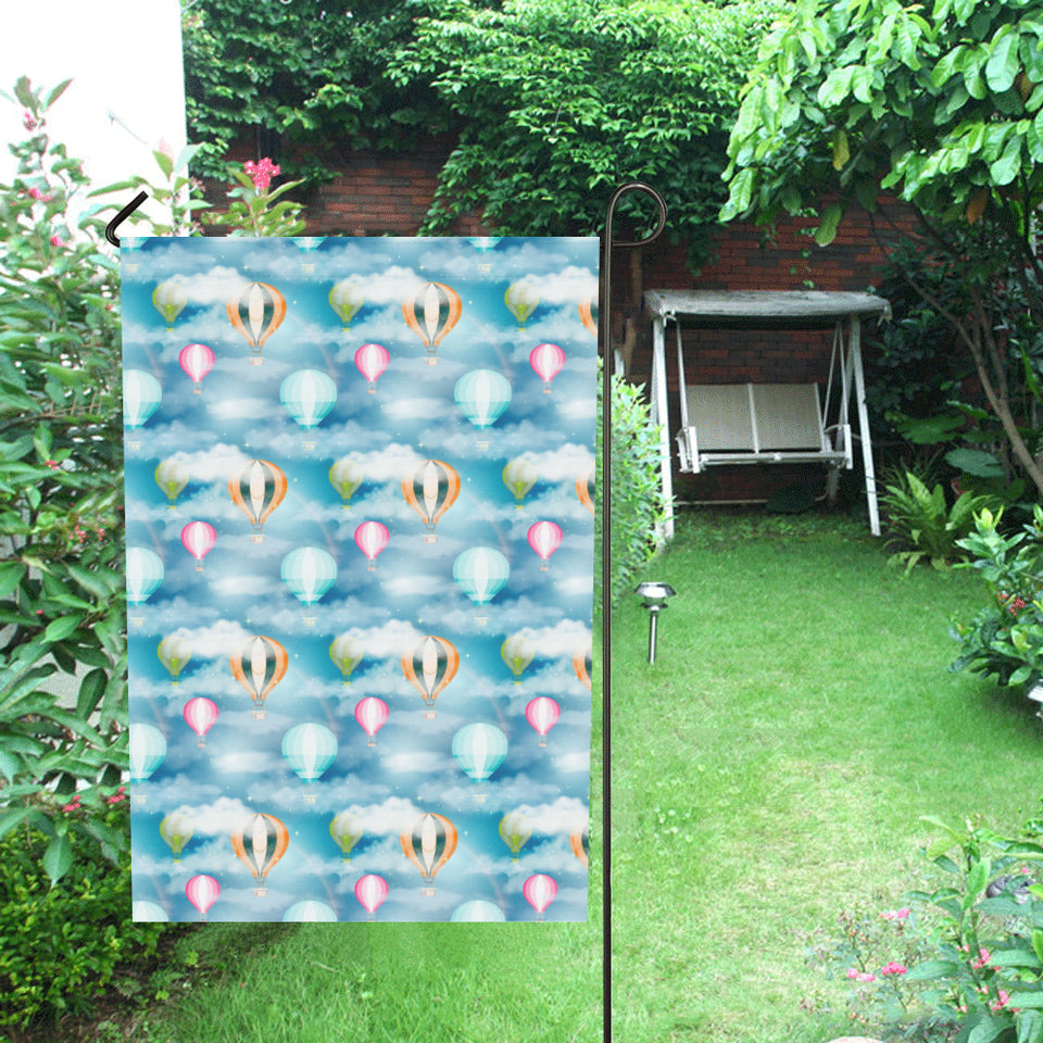 Hot Air Balloon in Night Sky Pattern House Flag Garden Flag