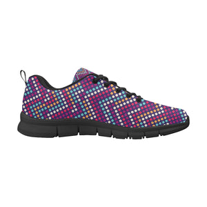 Zigzag Chevron Pokka Dot Aboriginal Pattern Men's Sneakers Black