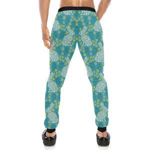 Rabbit Flower Theme Pattern Unisex Casual Sweatpants