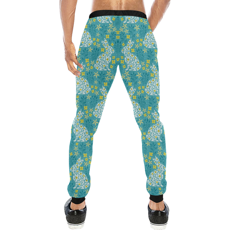 Rabbit Flower Theme Pattern Unisex Casual Sweatpants