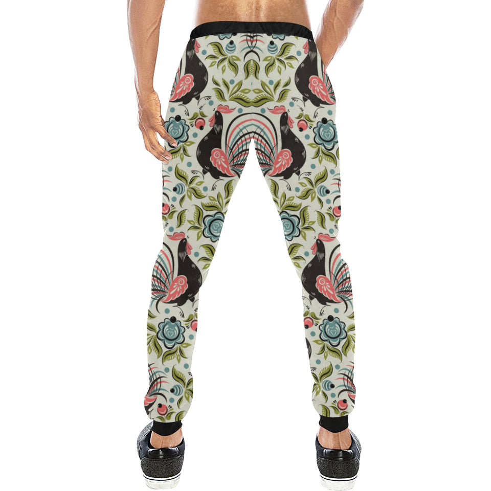 Rooster Chicken Leaves Pattern Unisex Casual Sweatpants