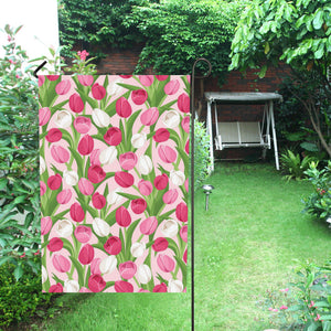 Pink White Tulip Pattern House Flag Garden Flag