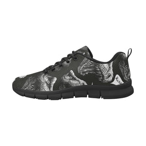 Dinosaur T-rex Head Pattern Men's Sneakers Black