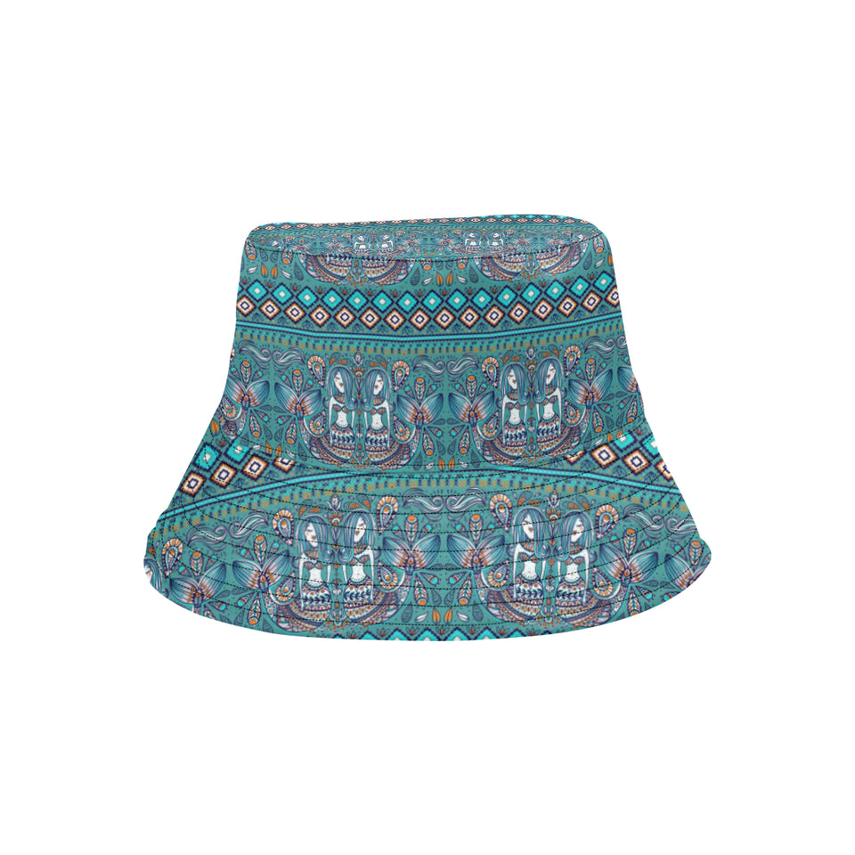 Mermaid Pattern Ethnic Motifs Unisex Bucket Hat