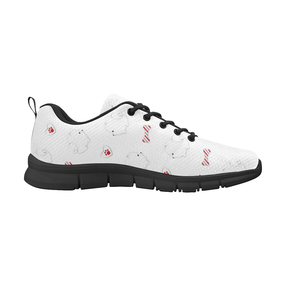 White Pomeranian Pattern Men's Sneakers Black