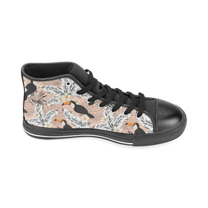 Toucan Theme Pattern Men's High Top Canvas Shoes Black