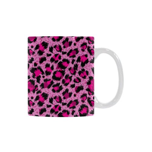 Pink Leopard Skin texture Pattern Classical White Mug (FulFilled In US)