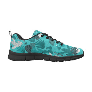 Green Cactus Pattern Men's Sneakers Black