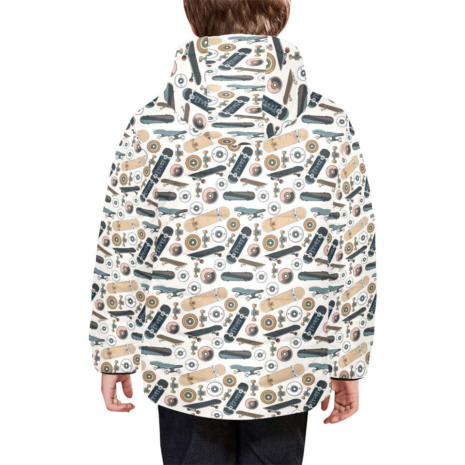 Skate Board Pattern Print Design 01 Kids' Boys' Girls' Padded Hooded Jacket