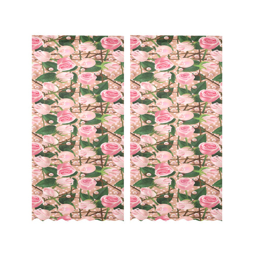 Rose Pattern Print Design 04 Gauze Curtain