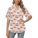 Camper Van Pattern Print Design 01 Women's All Over Print Hawaiian Shirt