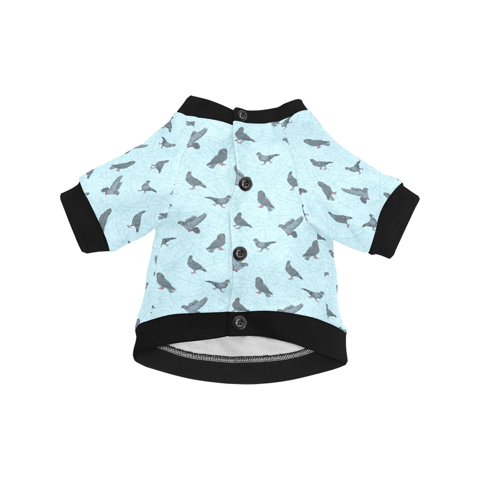 Pigeon Pattern Print Design 02 All Over Print Pet Dog Round Neck Fuzzy Shirt