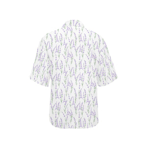 Eiffel Tower Lavender Pattern Print Design 01 Women's All Over Print Hawaiian Shirt