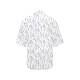 Eiffel Tower Lavender Pattern Print Design 01 Women's All Over Print Hawaiian Shirt