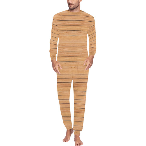 Wood Printed Pattern Print Design 04 Men's All Over Print Pajama