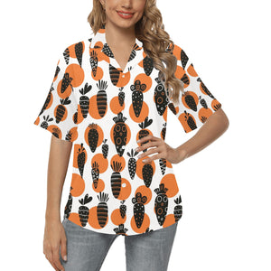 Carrot Pattern Print Design 02 Women's All Over Print Hawaiian Shirt