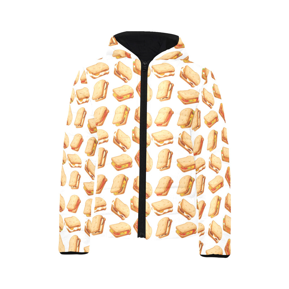 Sandwich Pattern Print Design 01 Kids' Boys' Girls' Padded Hooded Jacket