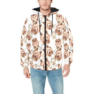 Yorkshire Terrier Pattern Print Design 04 Men's Padded Hooded Jacket(ModelH42)