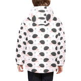 Hedgehog Pattern Print Design 04 Kids' Boys' Girls' Padded Hooded Jacket